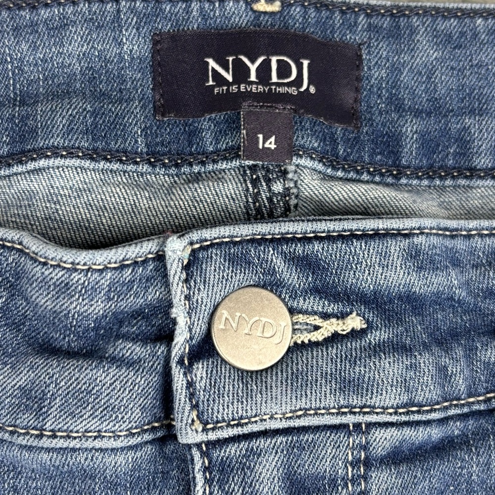 NYDJ Jeans Womens 14 Blue Marilyn Straight Lift Tuck Denim Stretch Medium Wash - Picture 6 of 14